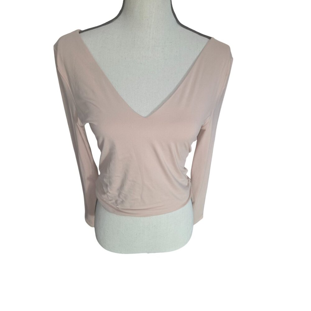 Reoria V-Neck Long Sleeve Crop Top*Cream*L*NWOT*Sexy*Sissy*Cosplay*Halloween